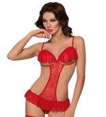 Ponętne czerwone body z dziurką S/M