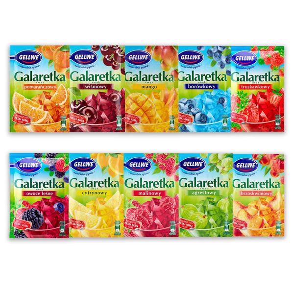 Gellwe Galaretka Mix 10 smaków 72g x 10 sztuk zdjęcie 1