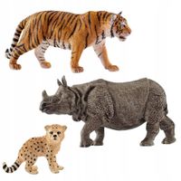 SCHLEICH FIGURKI ZESTAW GEPARD 17097 NOSOROŻEC INDYJSKI 17099 TYGRYS 17003