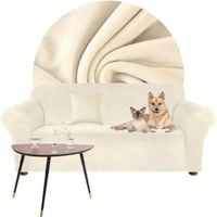 POKROWIEC NA KANAPĘ SOFĘ NAROŻNIK ELASTYCZNY WELUR AKSAMIT 190-230 KREMOWY