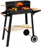 GRILL ogrodowy Węglowy na kołach DUŻY Rożen PÓŁKI Gril Regulacja Rusztu