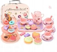 Serwis kawowy ZESTAW do herbaty dla dzieci w walizce czajnik taca 40el W029