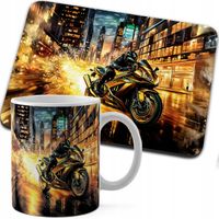 ZESTAW KUBEK + PODKŁADKA DRUK - MOTOR MOTOCYKL