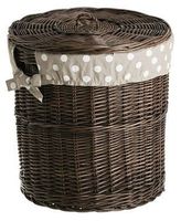 Wiklinowy Kosz Łazienkowy Ciemny Brąz z Obszyciem Ø50 H50 cm