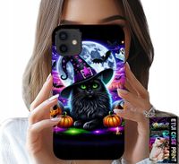ETUI DO IPHONE 11 - CZARNY KOTEK HALLOWEEN SALEM DYNIA WZORY