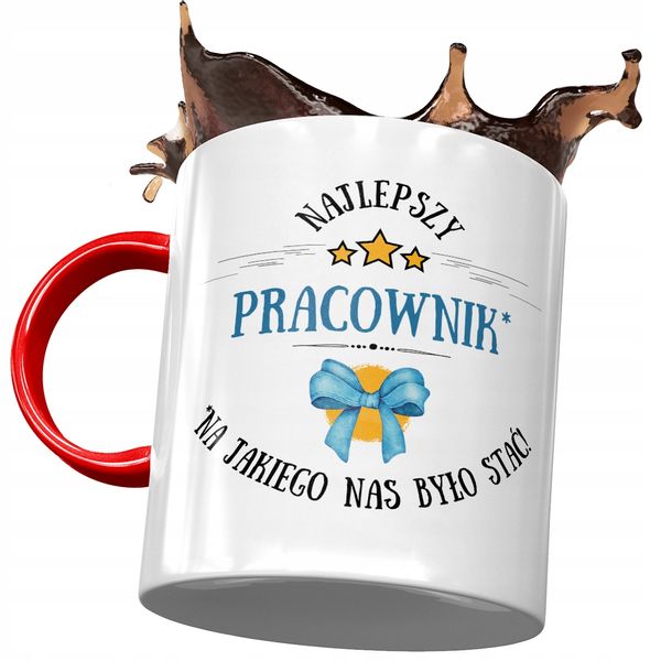 Kubek Czerwony Dla Pracownika Najlepszy Pracownik Z Nadrukiem Ze Zdjęciem zdjęcie 1