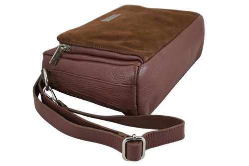 Codzienna torebka ze skóry naturalnej z zamszem - Brązowa na Arena.pl