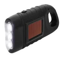Latarka na dynamo solarna 3 led ręczna nakręcana na korbkę klips