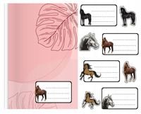 NAKLEJKI NA ZESZYT ZESZYTY NALEPKA 8szt - KOŃ KONIE ZWIERZĘTA + GRATIS