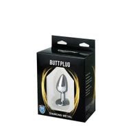 silver small butt plug with black diamond