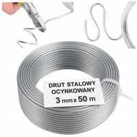 DRUT NACIĄGOWY DO SIATKI 3MM OCYNKOWANY 50M STALOWY MOCNY OGRODZENIOWY