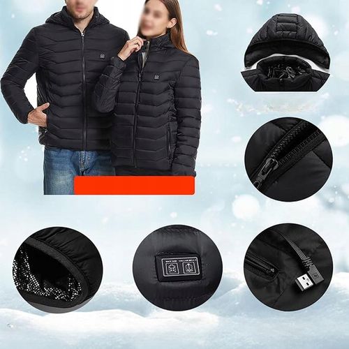 Kurtka Podgrzewana 21 Stref Na USB Zimowa Ogrzewana Ciepła Czarna Długa XL na Arena.pl