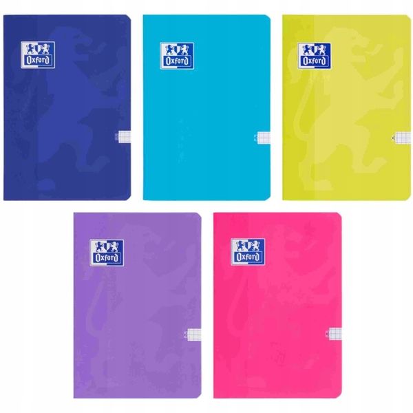 Zeszyt Oxford, zestaw 5 zeszytów w kratkę A5 60 kartek, nasycone kolory zdjęcie 1