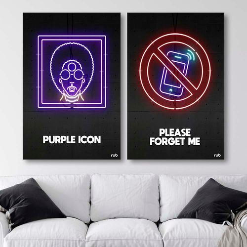 Deco Panel, Purpurowa ikona neon 70x100 na Arena.pl
