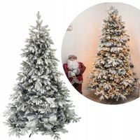 BIAŁA GĘSTA SZTUCZNA NAPRUSZANA CHOINKA PE 180 cm OŚNIEŻONA szron śnieg