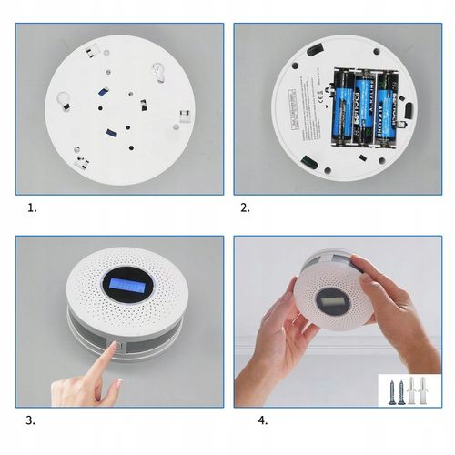 Czujnik czadu i dymu detektor tlenku węgla CO LCD JKD-512COM CE na Arena.pl