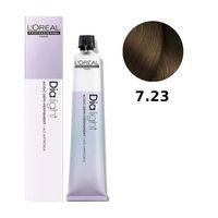 Loreal Dia Light farba do włosów farbowanych i uwrażliwionych, koloryzacja kwasowa ton w ton, bez amoniaku, 50ml 7.23 blond opalizująco-złocisty