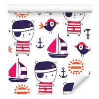 Tapeta do pokoju dziecka misie ptaki piraci bajka