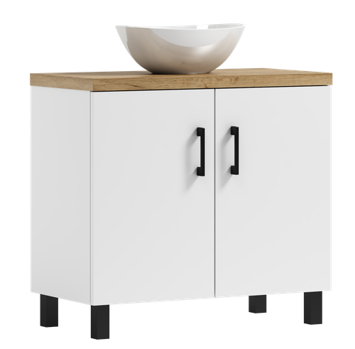 Szafka łazienkowa ROCO 60 biały/dąb craft złoty z umywalką Eliza B (W3) na Arena.pl