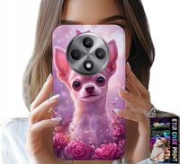 ETUI DO OPPO RENO12 F / 12FS 5G - SŁODKA CHIHUAHUA NA RÓŻOWYM TLE KWIATAMI