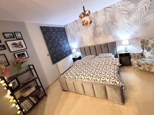 Łóżko 160x200 2 Zagłowia Panele Fancy Sypialnia_pl + POJEMNIK + STELAŻ na Arena.pl