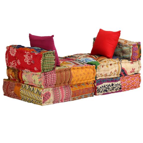 SOFA MODUŁOWA TAPICEROWANA PATCHWORKOWA KOLOROWA na Arena.pl