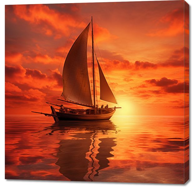 Obraz 100x100cm Pod Żaglami Zachodu Słońca zdjęcie 1
