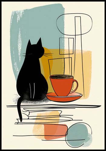 Plakat 68x98cm Kot i Kawa na Arena.pl