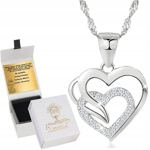 SREBRNY NASZYJNIK SERCE SREBRO PRÓBA 925 ŁAŃCUSZEK DAMSKI RODOWANY GRAWER na Arena.pl