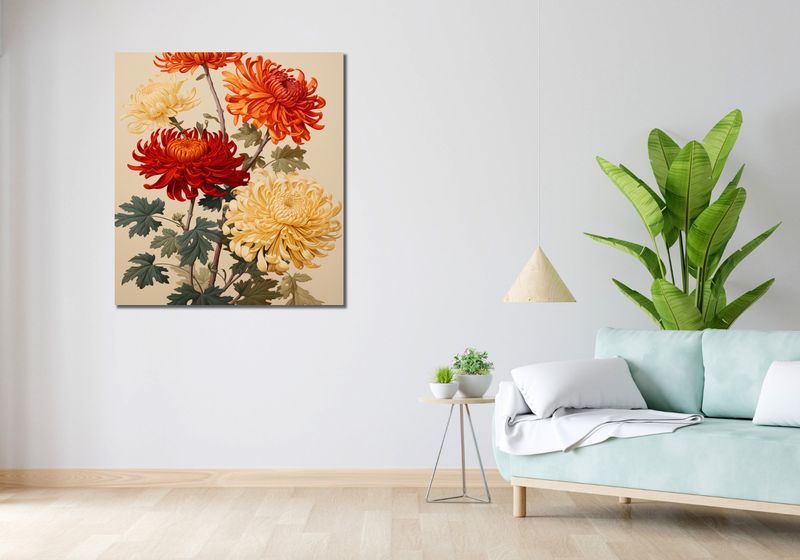 Obraz 90x100cm Tańczące Chryzantemy zdjęcie 2