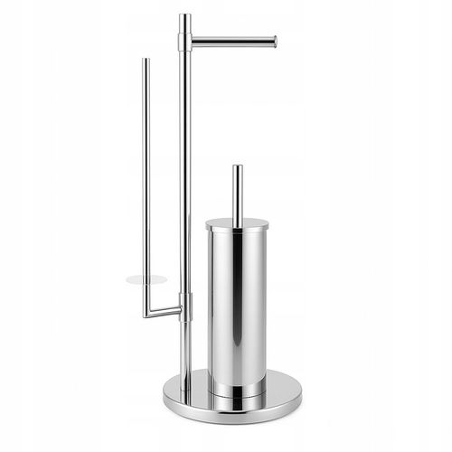 Stojak z uchwytem na papier toaletowy i szczotka do WC zestaw chrom YOKA na Arena.pl