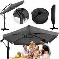 PARASOL OGRODOWY DUŻY SKŁADANY OBROTOWY 360° WYSIĘGNIKIEM 400cm ZESTAW BAZA