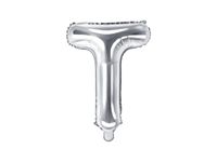 Balon foliowy litera T srebrny 35cm 1szt