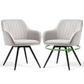 2x Krzesło welurowe tapicerowane obrotowe salon TURNO Szare Czarne nogi