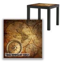 BLAT SZKLANY IKEA LACK Kompas i mapa świata z Twoim napisem 55x55cm 079b