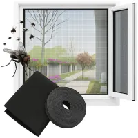 Moskitiera siatka na okno mocna okienna muchy owady 150x180 + rzep czarny