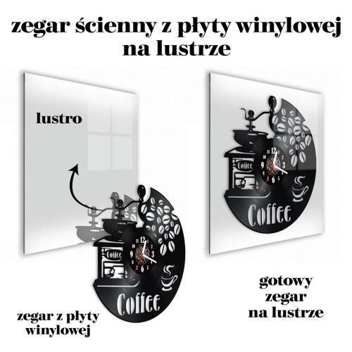 Zegar Ścienny z płyty winylowej na lustrze JEDZENIE  19 wzorów 30x30cm na Arena.pl