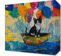 Obraz 30x30cm Kot na Łodzi