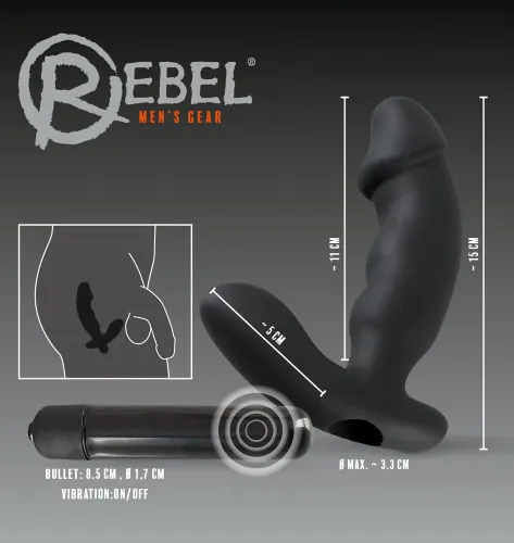 rebel prostata black - model z stymulatorem krocza, silikonowy, 15 cm na Arena.pl