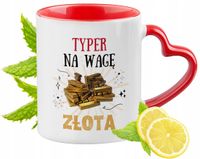 Kubek Czerwony Z Uszkiem W Kształcie Serca Dla Typera Na Prezent