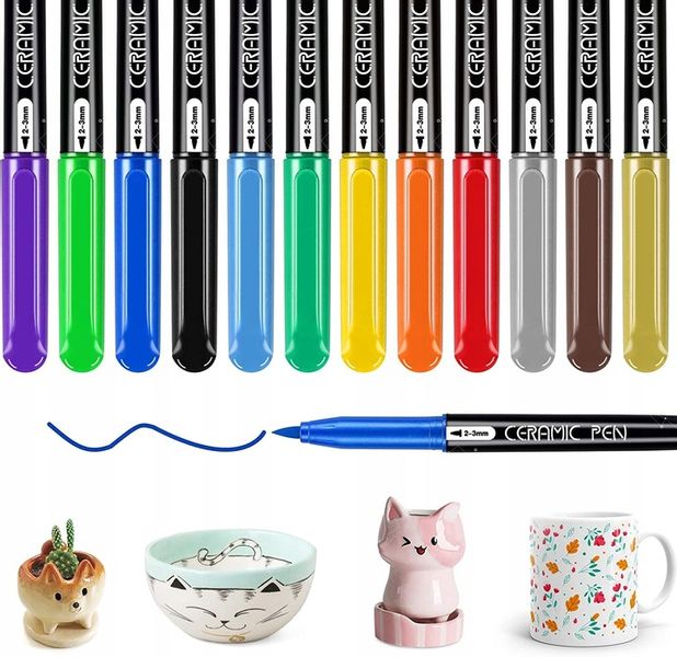 Pisaki do malowania ceramiki 12 kolorów RATEL zdjęcie 1