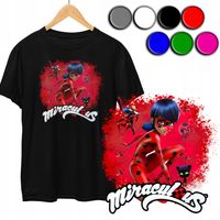 KOSZULKA DZIECIĘCA T-SHIRT Z NADRUKIEM - BIEDRONKA CZARNY KOT - XL 158-164