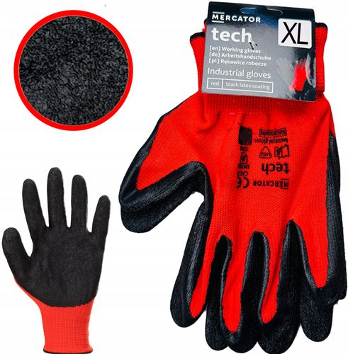 rękawice robocze mercator tech red+black latex - xl - 1 para na Arena.pl