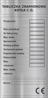 Tabliczka znamionowa Tablica na piec CO kocioł