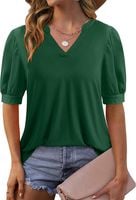 Koszulka damska tunika bufiaste rękawy ciemnozielona letnia rozmiar M