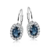 srebrne kolczyki z niebieską cyrkonią na biglu