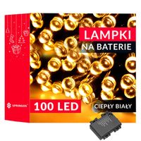 Lampki choinkowe 100 Led na baterie ciepły biały z programatorem