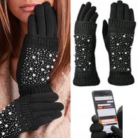 DOTYKOWE RĘKAWICZKI damskie OCIEPLANE zimowe CIEPŁE mitenki 3w1 -