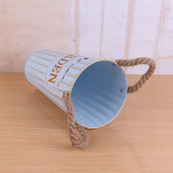 Vintage Doniczka doniczka - Wiadro - METALOWA - Idealna Do Domu I Ogrodu Biały Extra Rozmiar zdjęcie 7