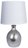 Lampa ceramiczna srebrna z białym abażurem